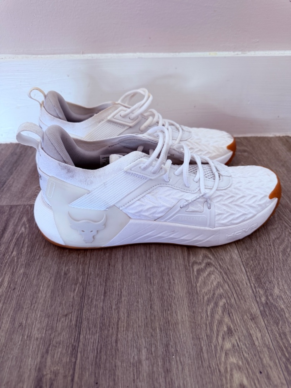 Under Armour White & Gum Project Rock Training Sneakers